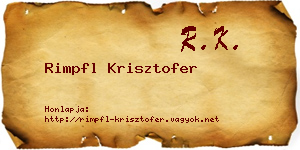Rimpfl Krisztofer névjegykártya